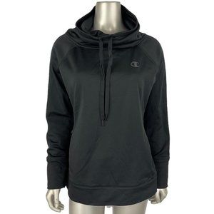 Champion Powertrain Black Fleece Lined Pullover Drawstring Cowl Sweatshirt
